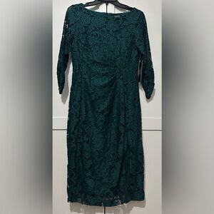 Tahari Dark Green Lace Dress